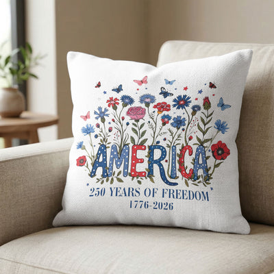 Patriotic Floral 250th Anniversary - Personalized Pillow Cover