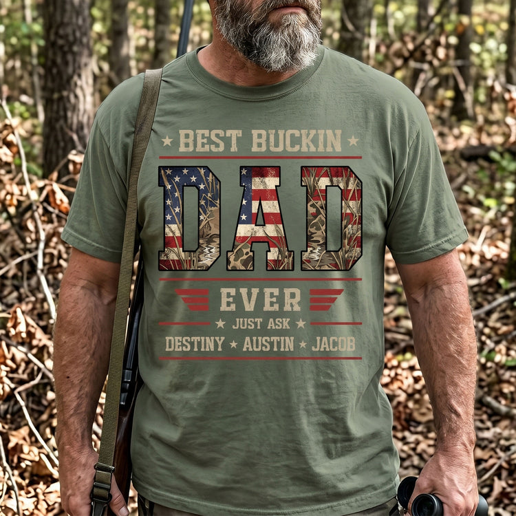 Patriotic-Hunting-Dad-Best-Buckin-Dad-Ever-Personalized-Shirt-1
