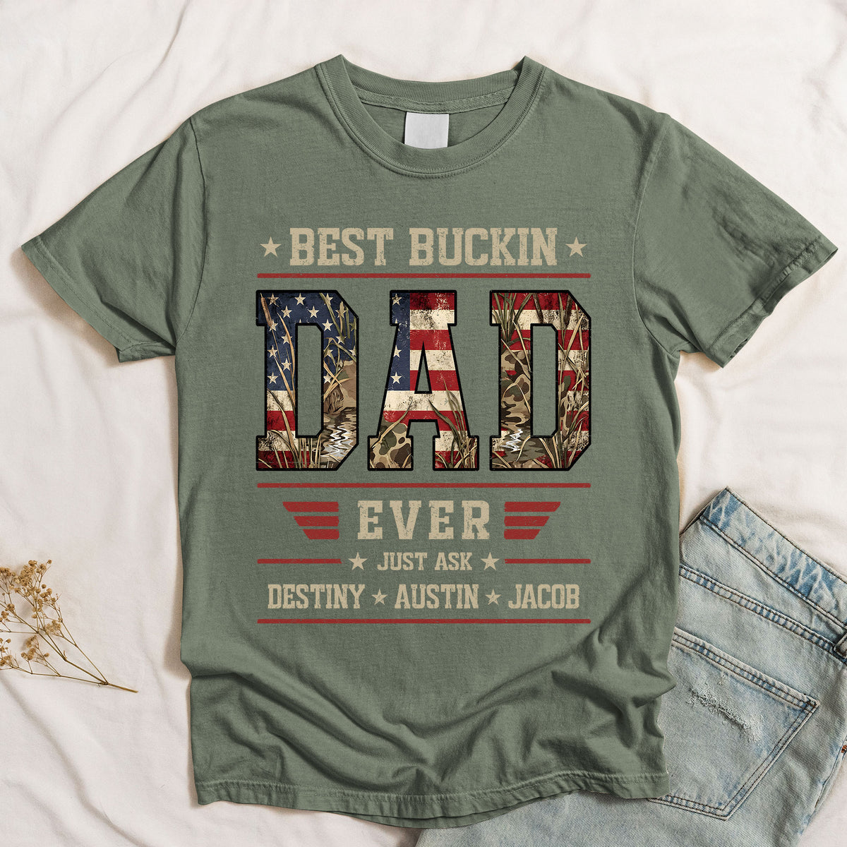 Patriotic-Hunting-Dad-Best-Buckin-Dad-Ever-Personalized-Shirt-2