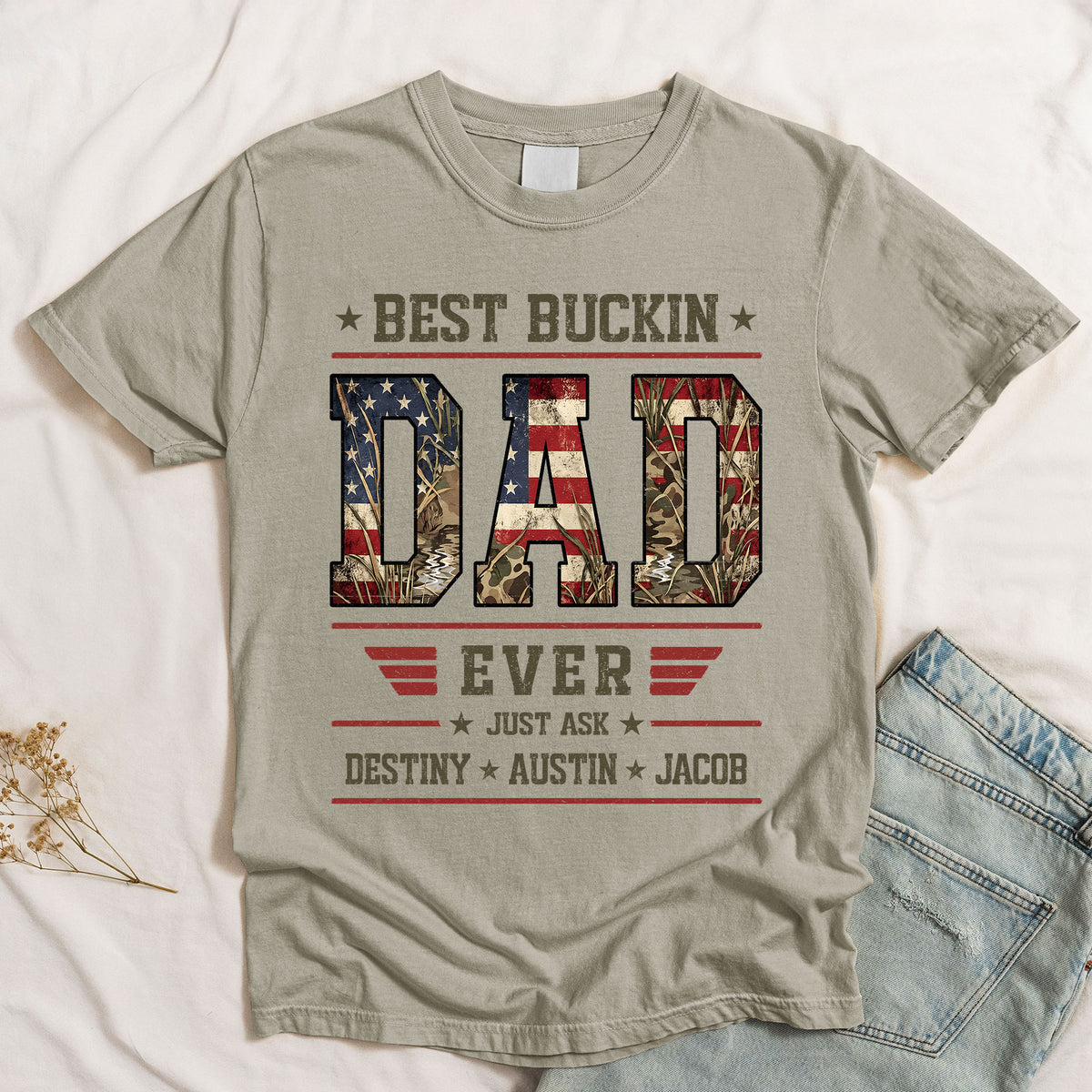 Patriotic-Hunting-Dad-Best-Buckin-Dad-Ever-Personalized-Shirt-3