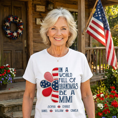 Patriotic Patchwork Daisy Flower - Personalized Shirt