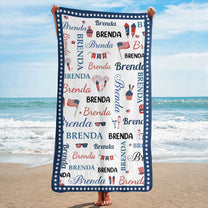 Patriotic-Repeating-Names-Gift-For-Self,-Friend,-Family-Personalized-Beach-Towel-2