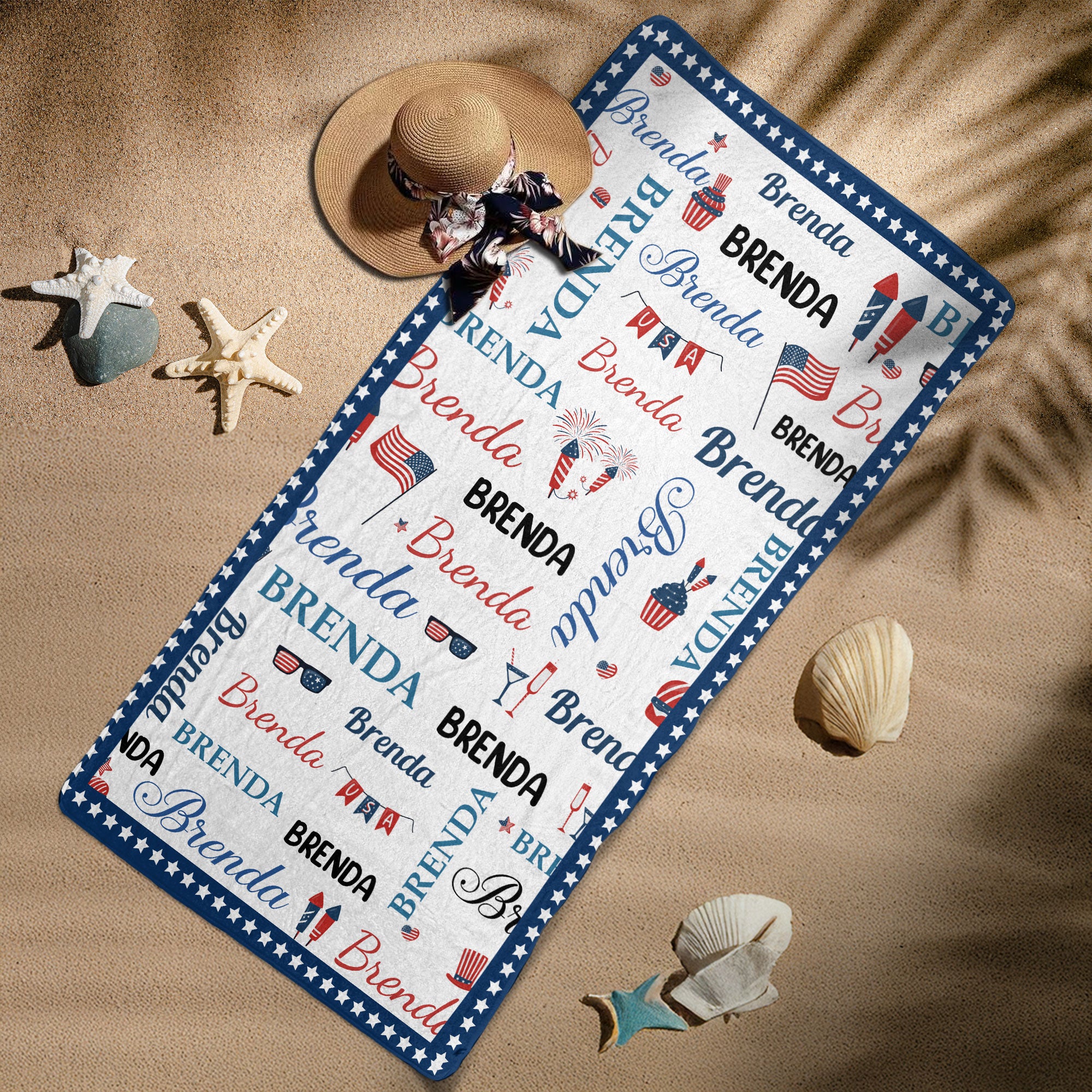 Patriotic-Repeating-Names-Gift-For-Self,-Friend,-Family-Personalized-Beach-Towel-6