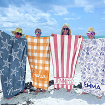 Pattern With Name Vacation Gift Bridesmaid Birthday Gift Girls Trip - Personalized Quick-Dry Beach Towel