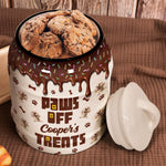 Paws Off Dog Treats Melting Chocolate Drip Style - Personalized Cookie Jar