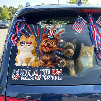 Pawty In The USA 250 Years Of Freedom - Personalized Decal