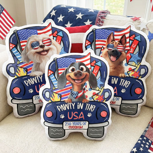 Pawty In The USA - Personalized Custom Shaped Pillow