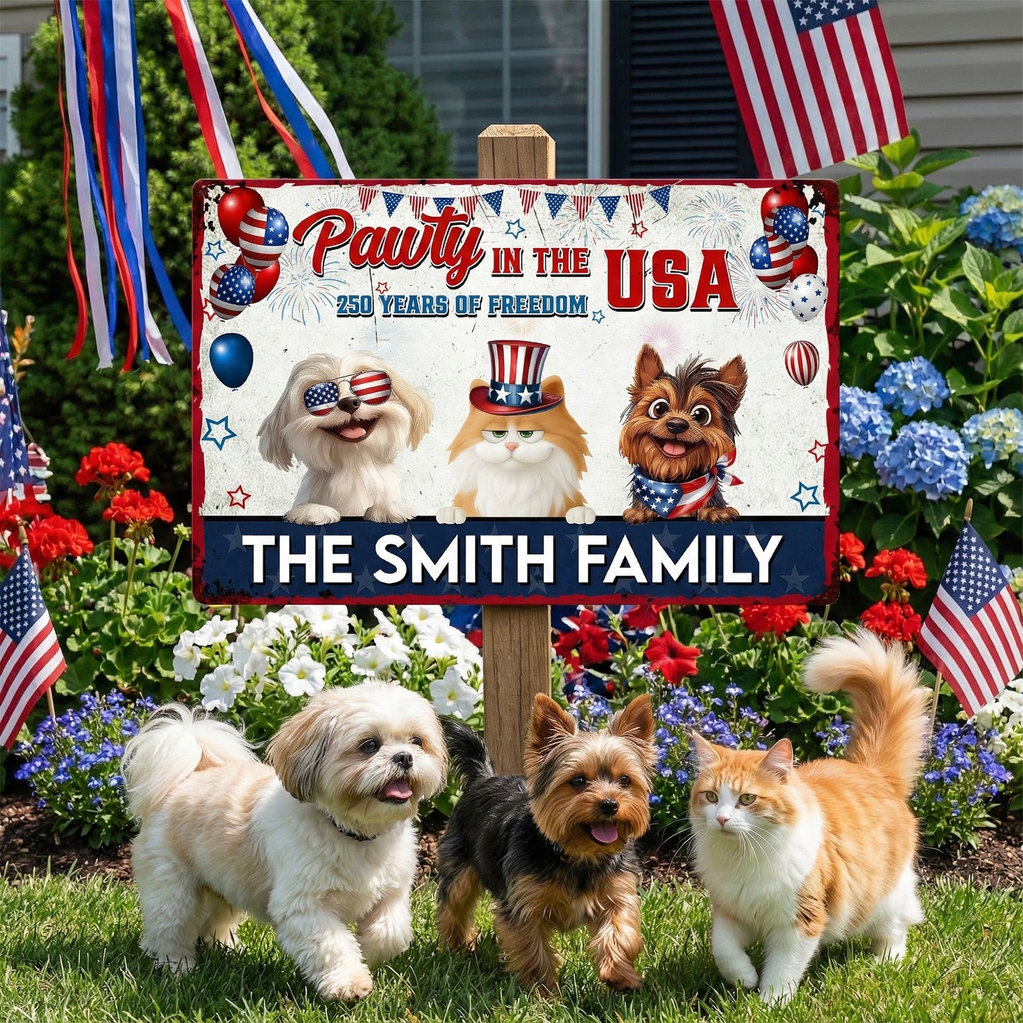 Pawty In The Usa - Personalized Metal Sign