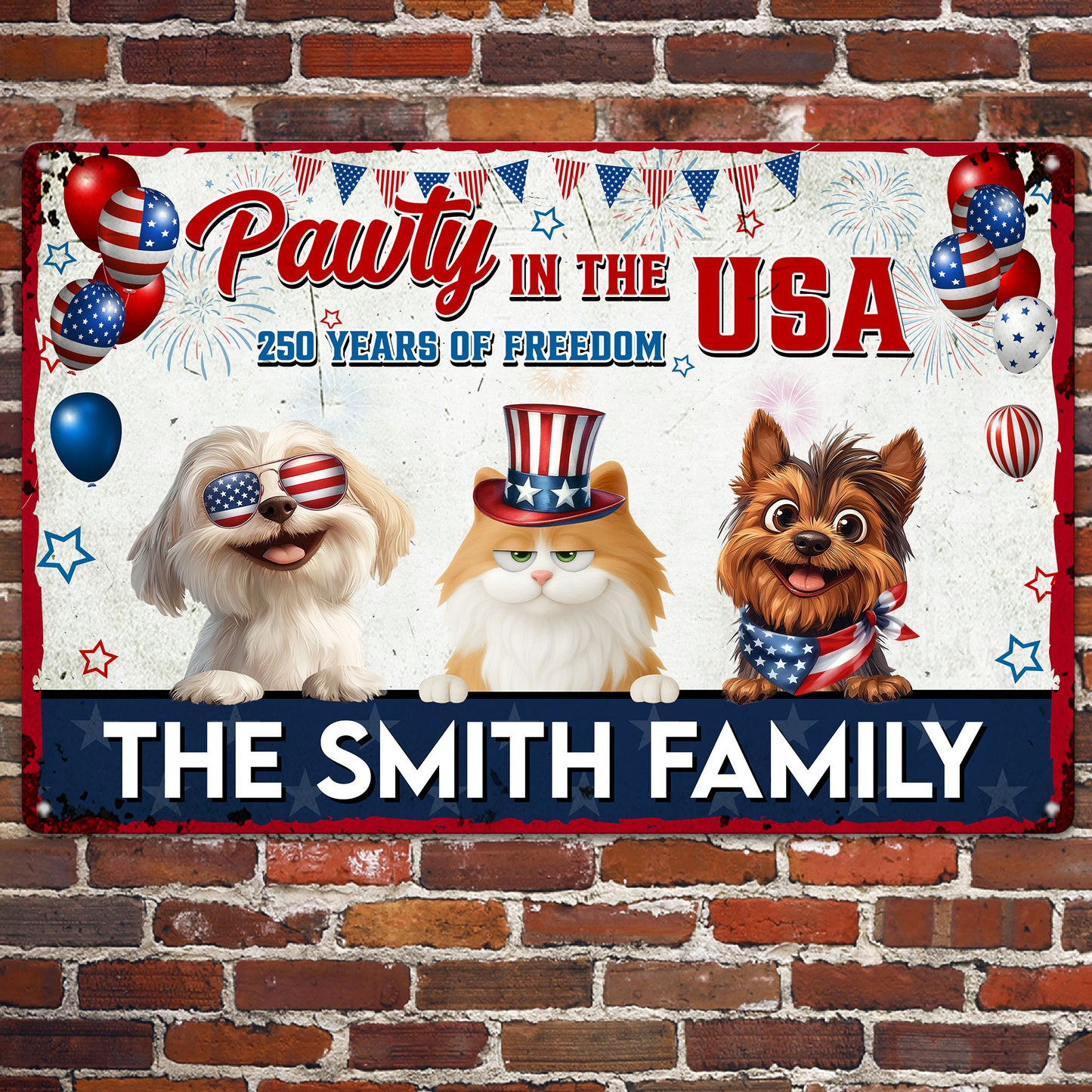Pawty In The Usa - Personalized Metal Sign