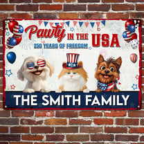 Pawty In The Usa - Personalized Metal Sign