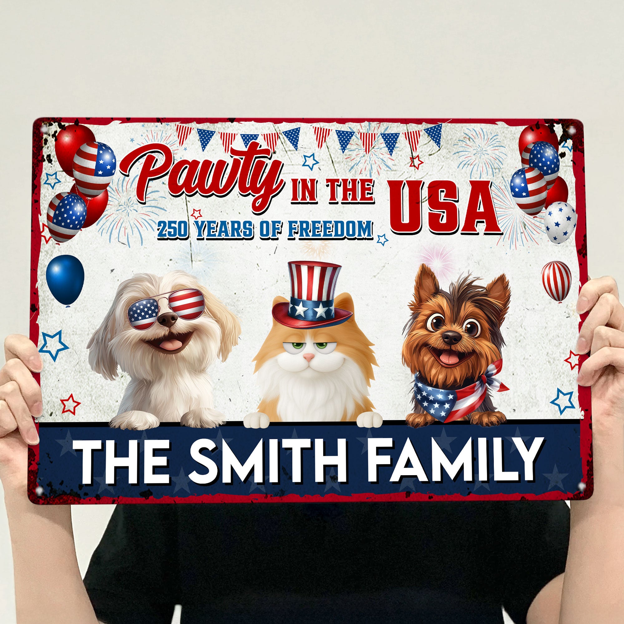 Pawty In The Usa - Personalized Metal Sign