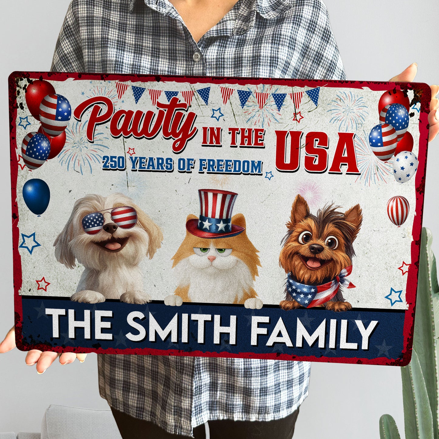 Pawty In The Usa - Personalized Metal Sign