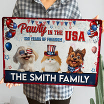 Pawty In The Usa - Personalized Metal Sign