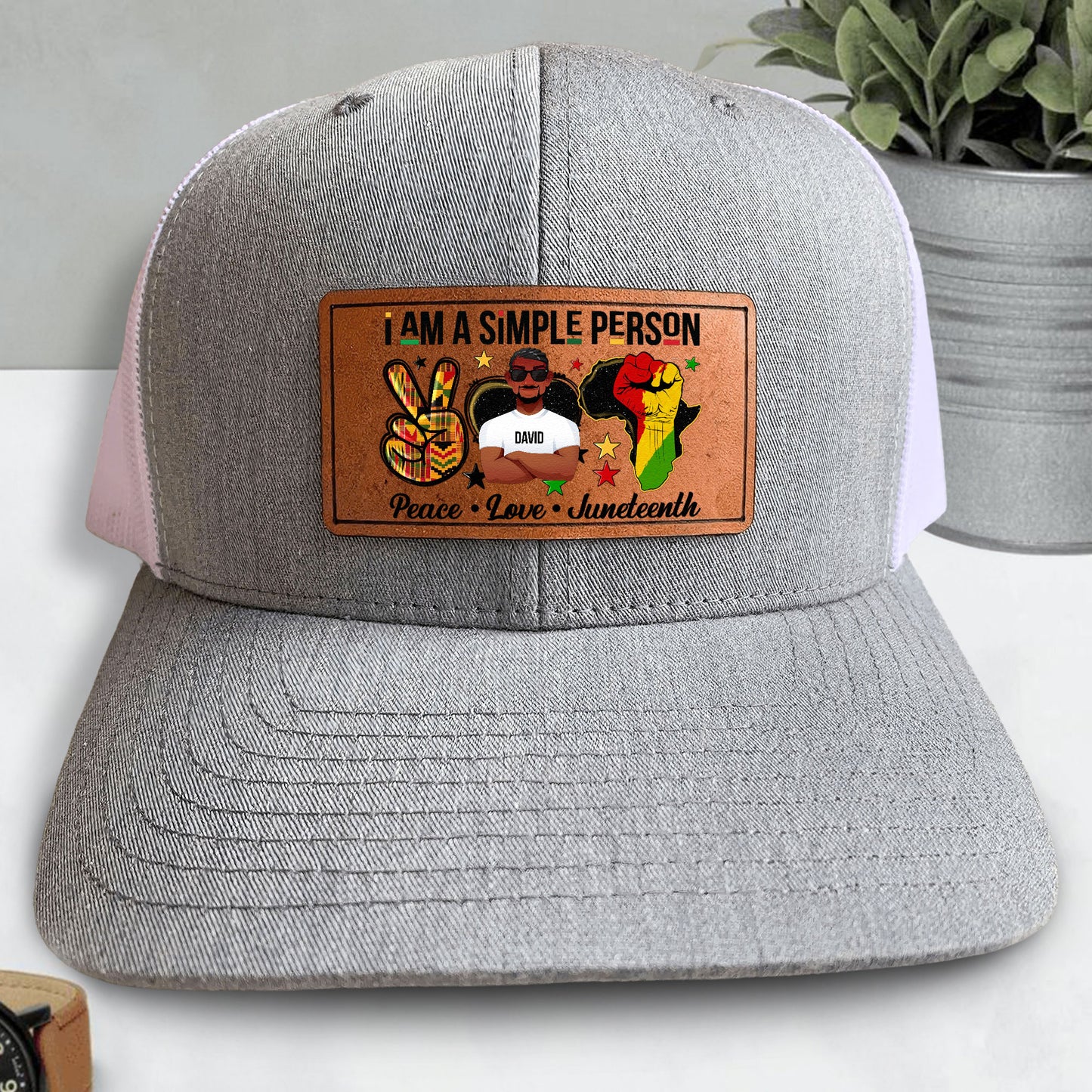 Peace Love Juneteenth - Personalized Leather Patch Hat