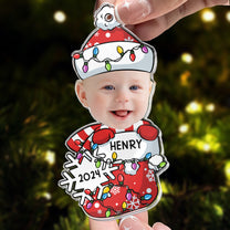 Peeking Baby First Christmas - Personalized Acrylic Photo Ornament