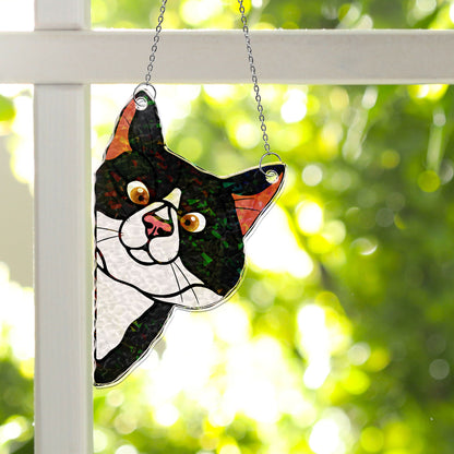 Peeking Cat - Personalized Window Corner Suncatcher