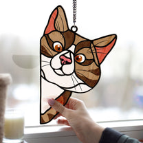 Peeking Cats - Personalized Window Hanging Suncatcher Ornament