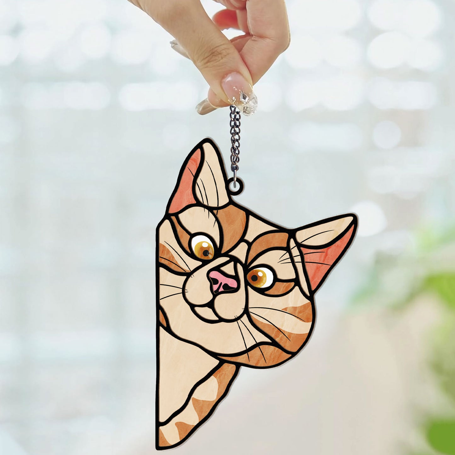 Peeking Cats - Personalized Window Hanging Suncatcher Ornament