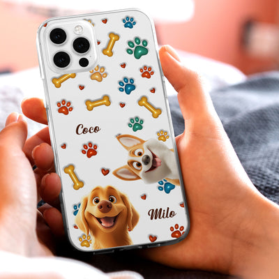 Peeking Dog 3D Style Pattern - Personalized Clear Phone Case