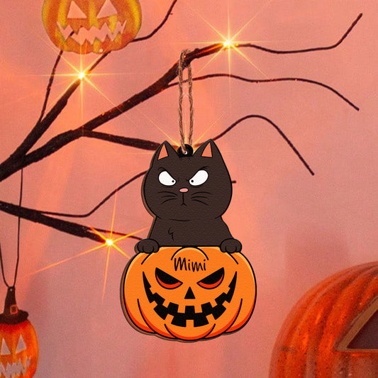 Peeking Pet Halloween - Personalized Wooden Ornament