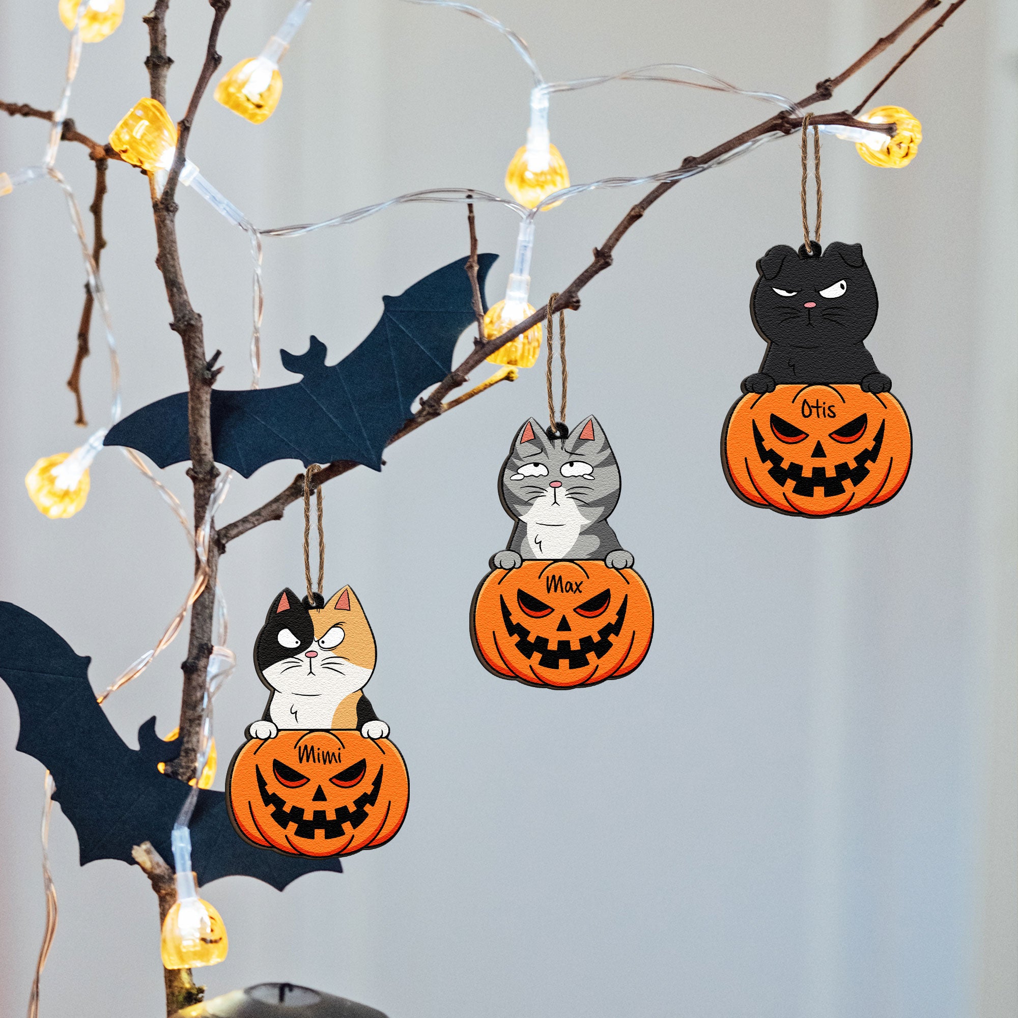 Peeking Pet Halloween - Personalized Wooden Ornament, Halloween Ornament
