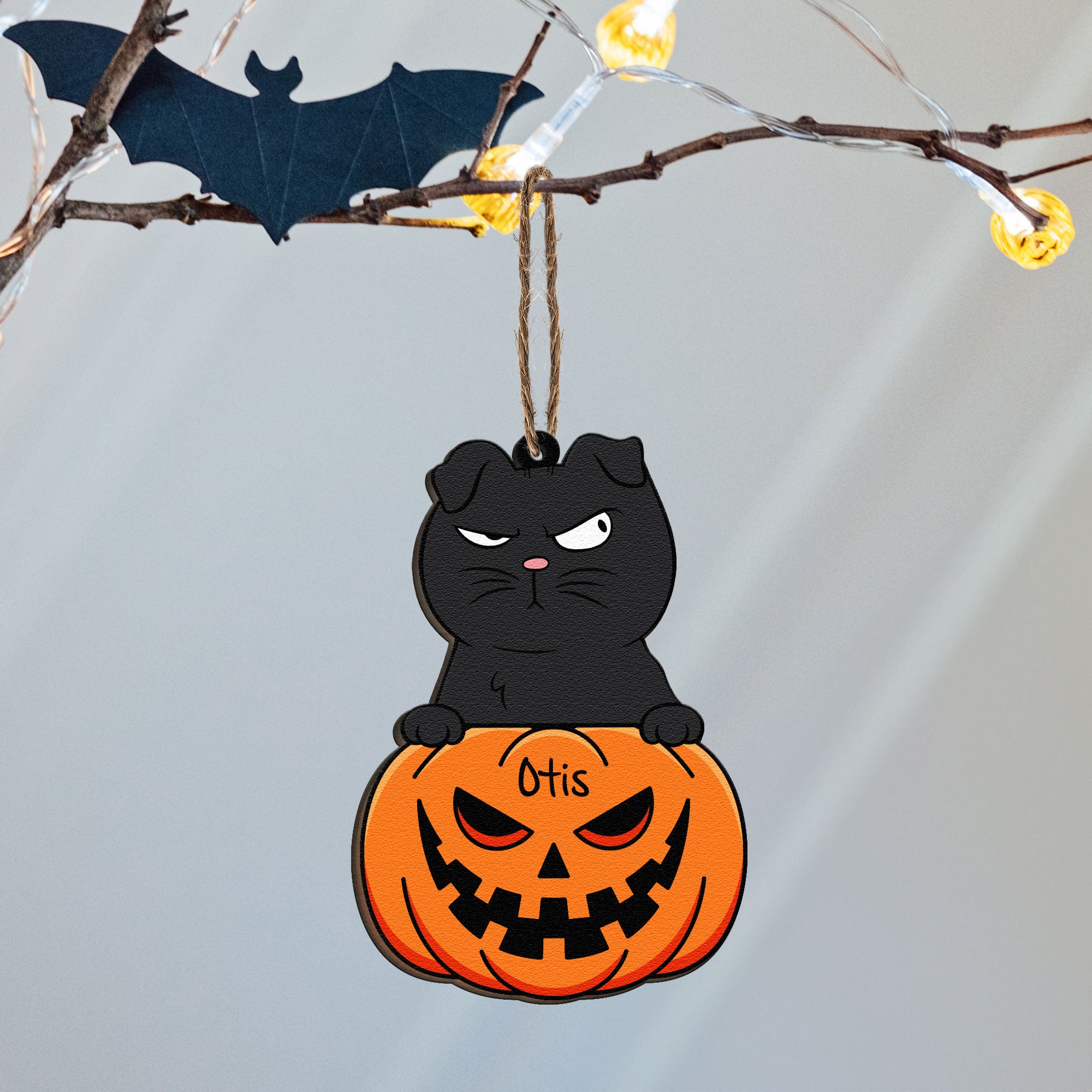 Peeking Pet Halloween - Personalized Wooden Ornament, Halloween Ornament