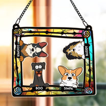 Peeking Pet On Window Frame - Personalized Window Hanging Suncatcher Ornament