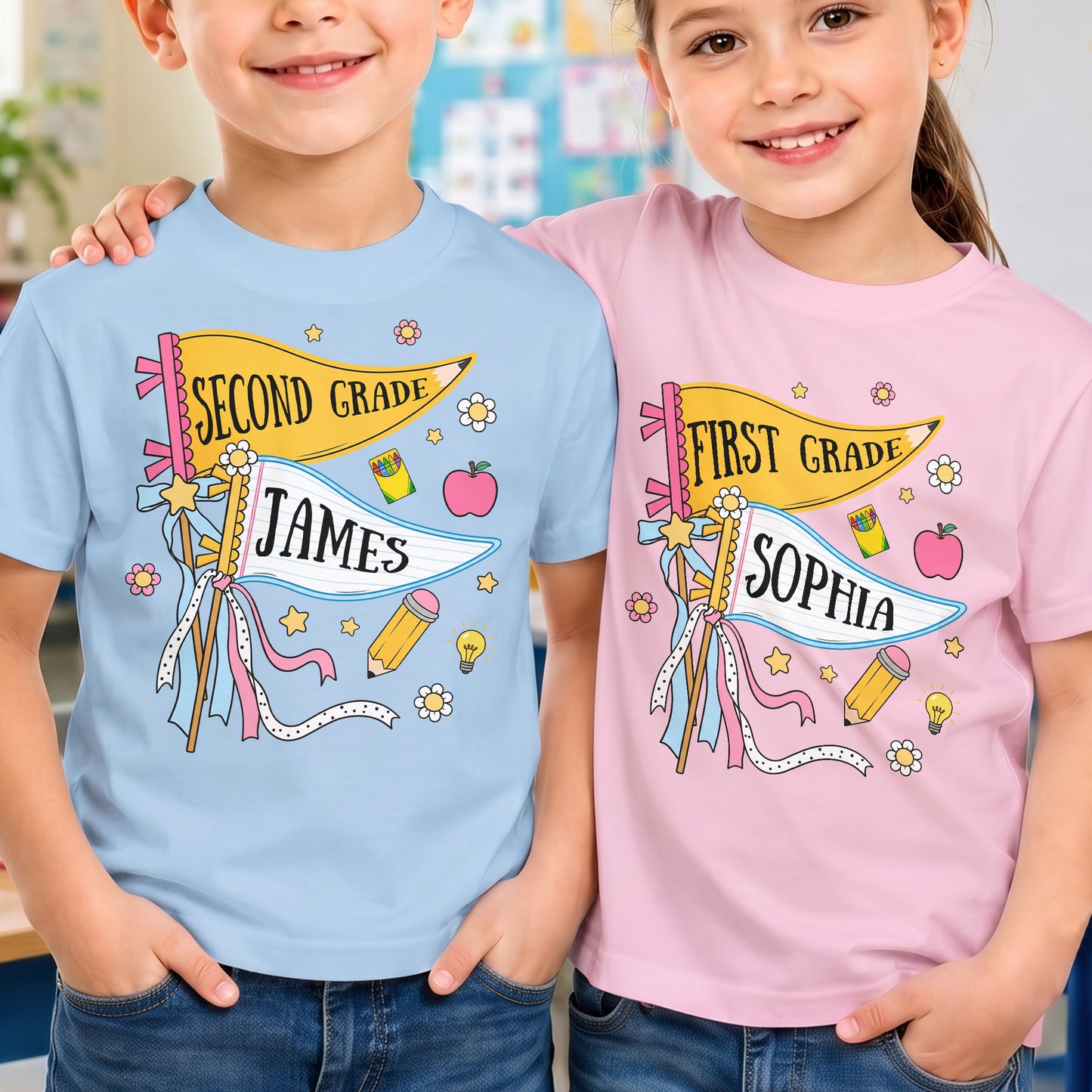 Pencil-Back-To-School-Custom-Pennant-Personalized-Shirt-3