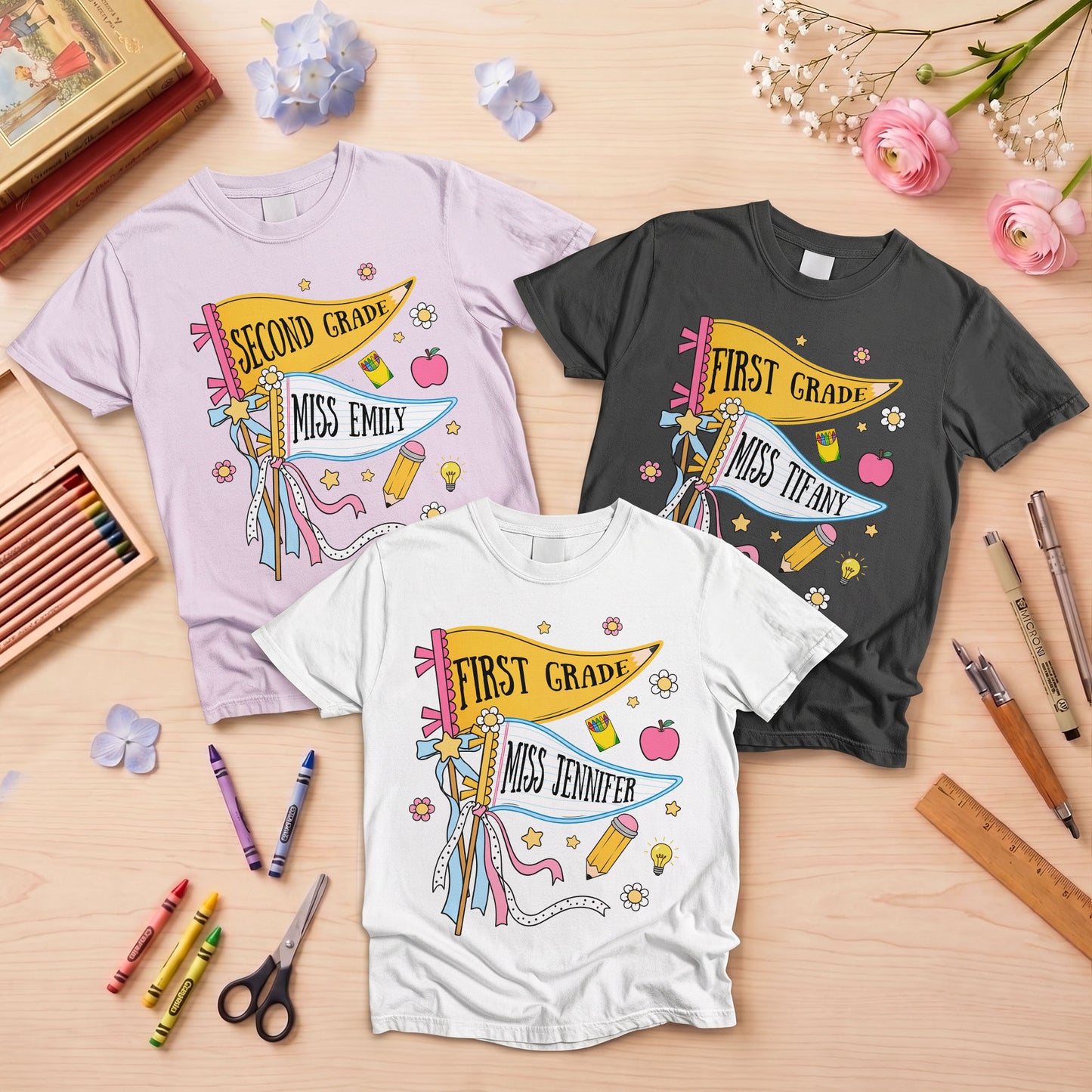 Pencil-Back-To-School-Teacher-Custom-Pennant--Personalized-Shirt-1