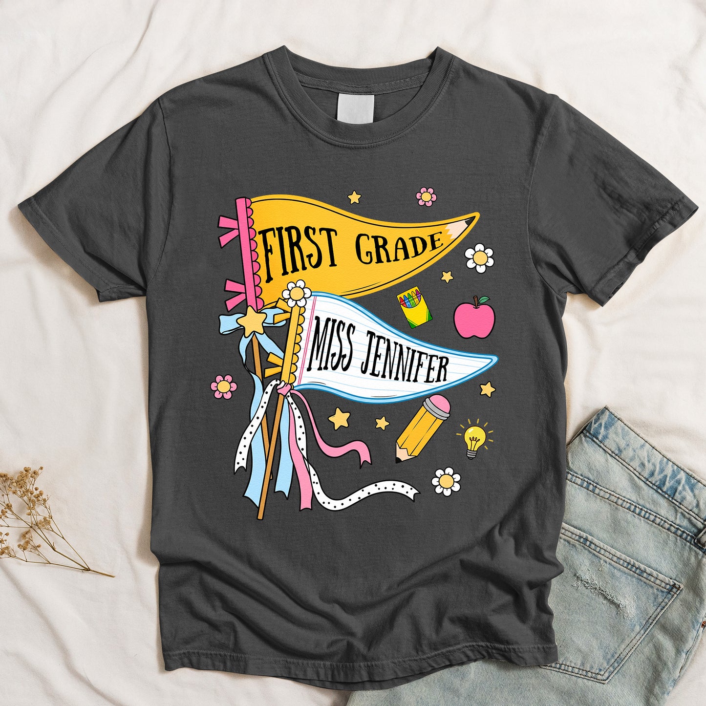 Pencil-Back-To-School-Teacher-Custom-Pennant--Personalized-Shirt-2