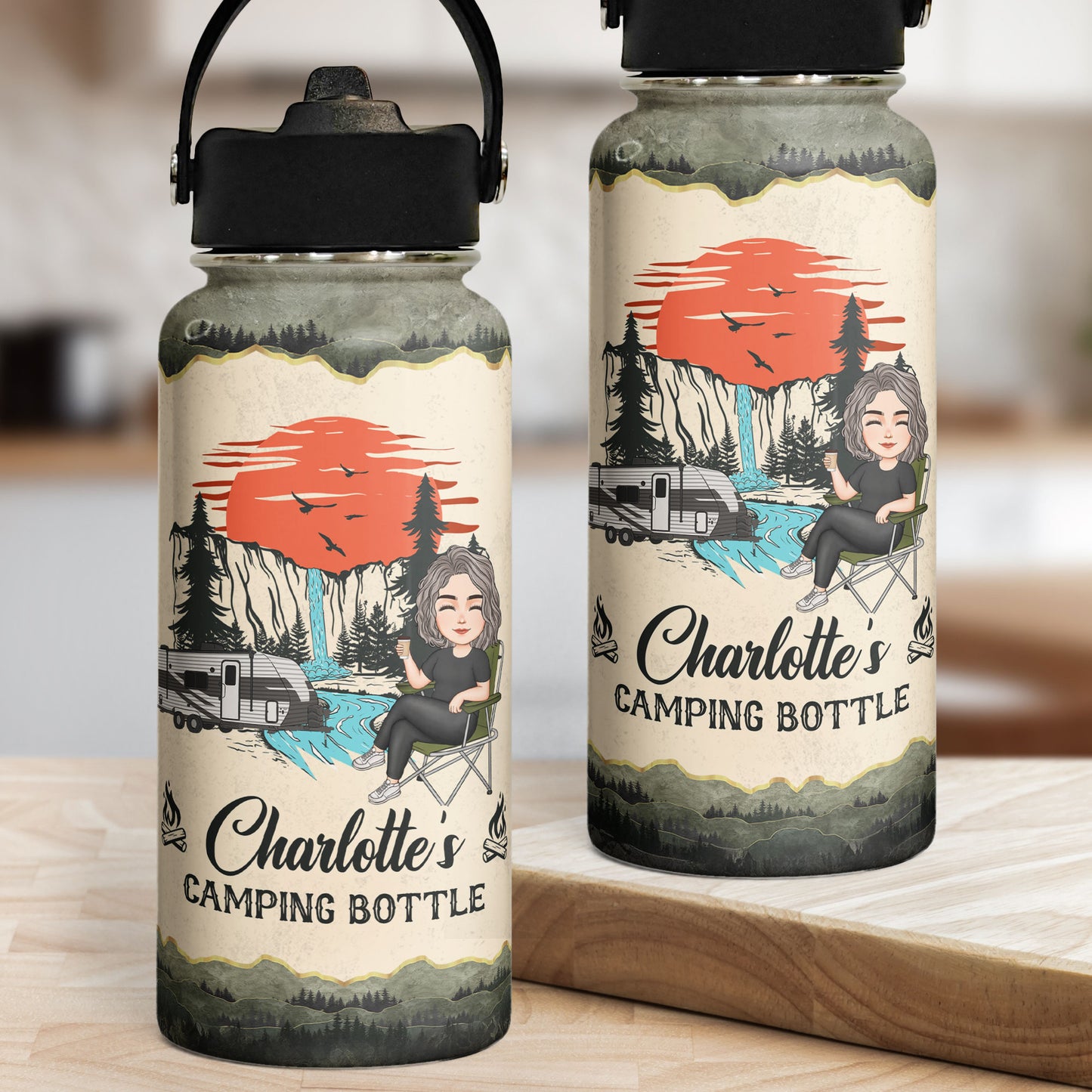 Personal Camping Bottle - Personalized Stainless Steel Water Bottle