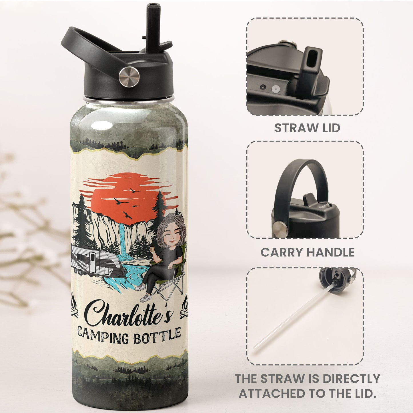 Personal Camping Bottle - Personalized Stainless Steel Water Bottle