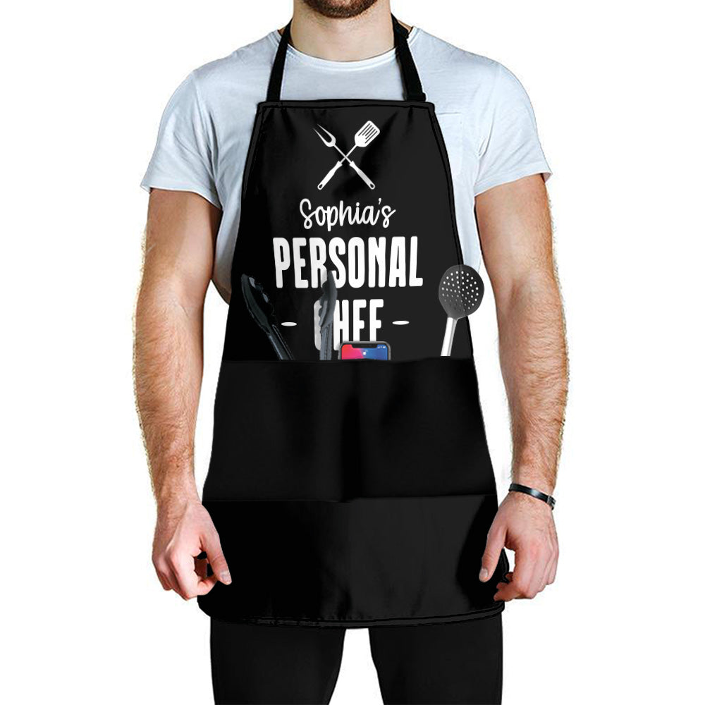 Personal Chef Grill Apron Funny Gifts For Him, Husband - Personalized Apron