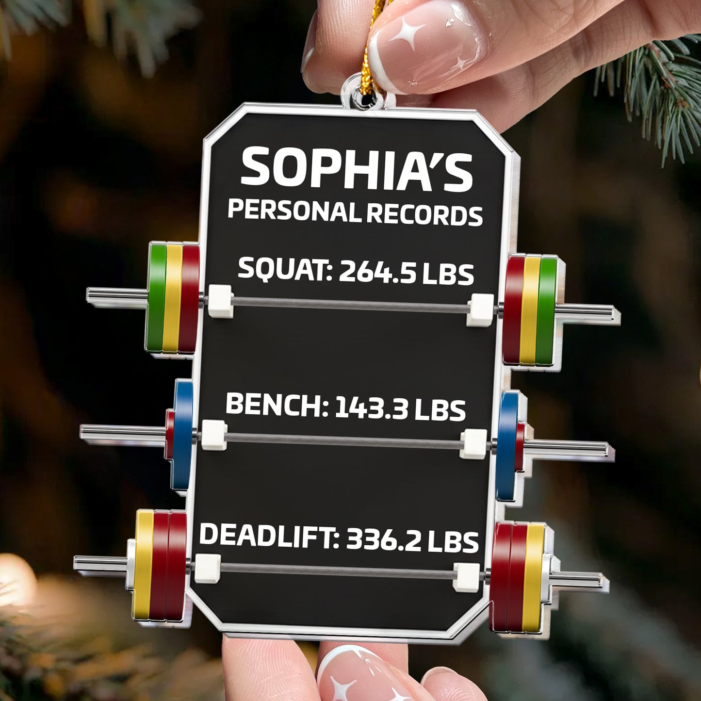 Personal Record Fitness Powerlifting - Personalized Acrylic Ornament