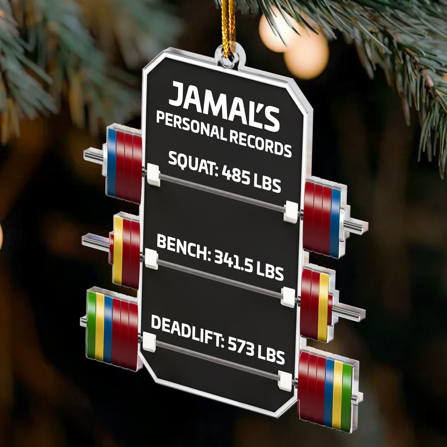 Personal Record Fitness Powerlifting - Personalized Acrylic Ornament