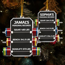 Personal Record Fitness Powerlifting - Personalized Acrylic Ornament