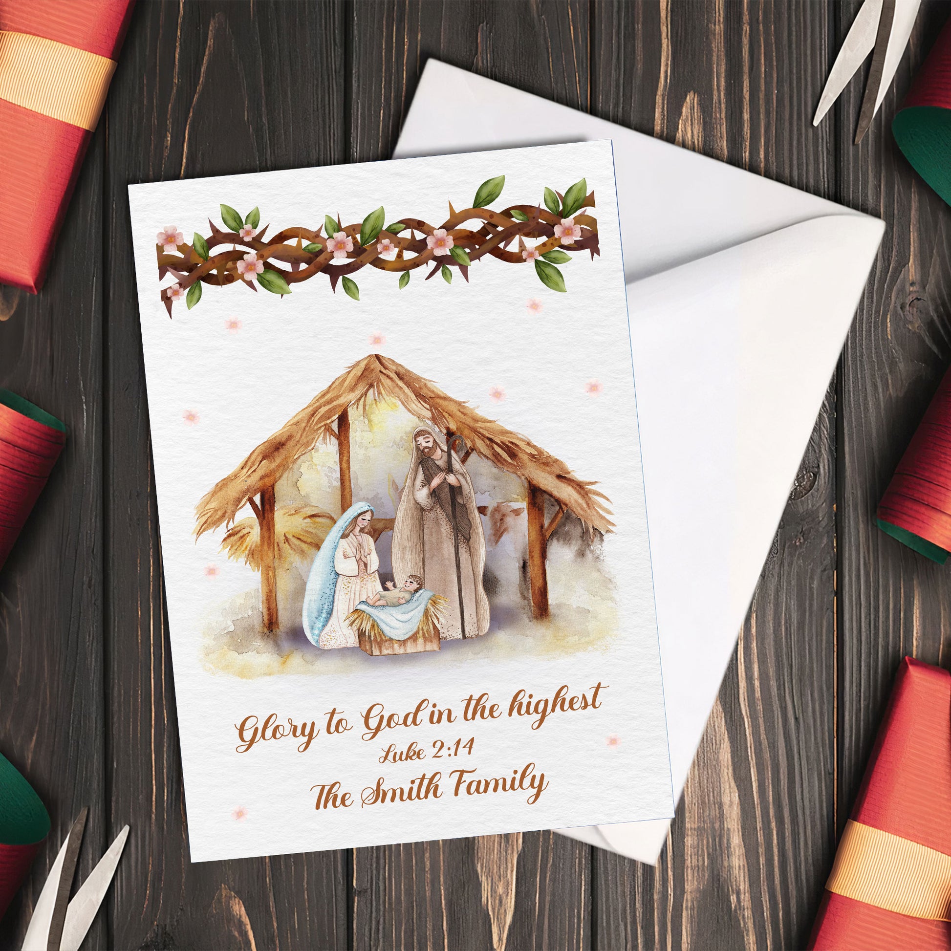 Personalized Christian Christmas Card - Nativity Gift For Family