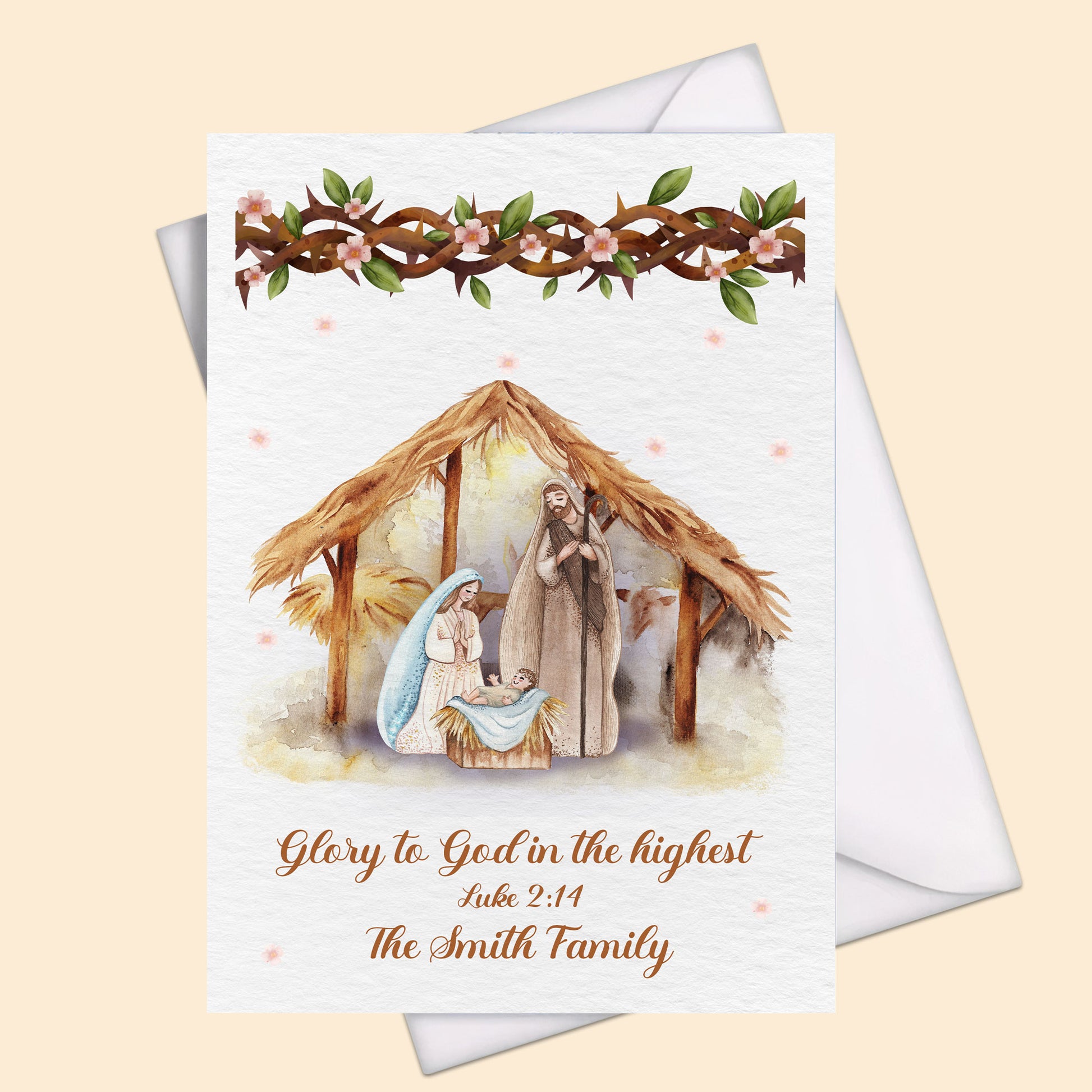 Personalized Christian Christmas Card - Nativity Gift For Family