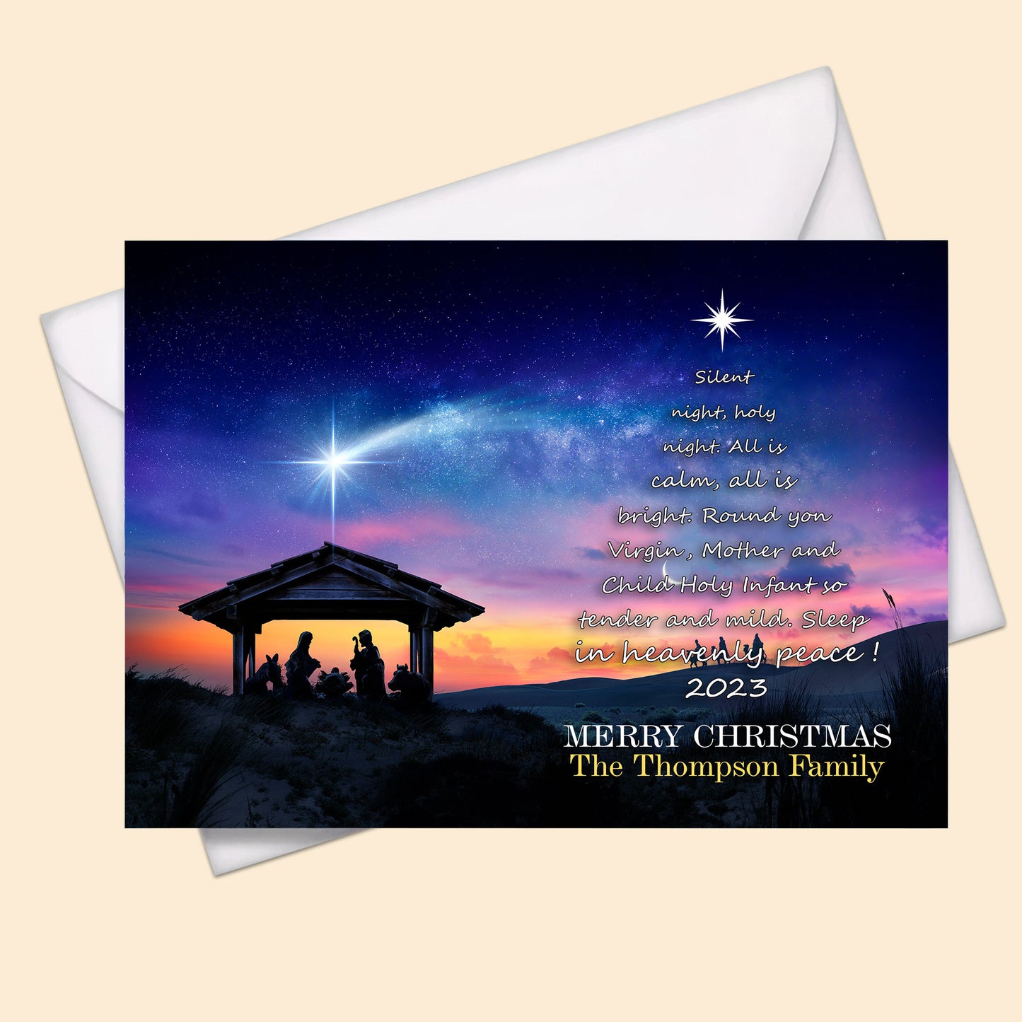 Personalized Christian O Holy Night Christmas Card Ver 2 - Nativity Gift For Family