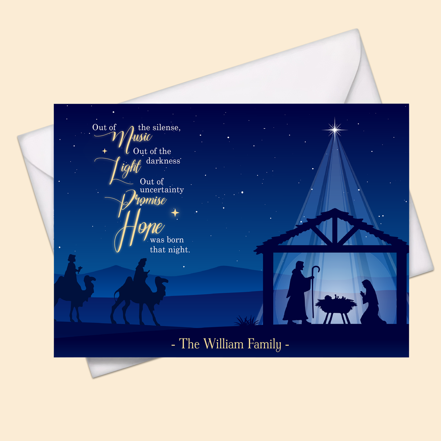 Personalized Hope Was Born That Night Christmas Card - Nativity Gift For Family