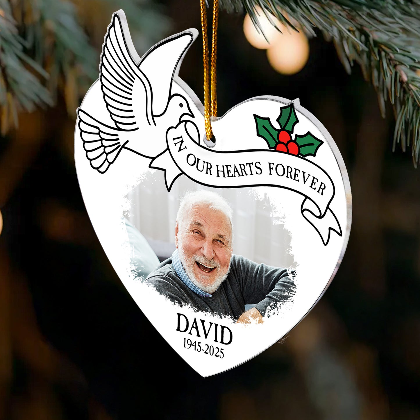 Personalized Memorial In Our Hearts Forever - Personalized Acrylic Photo Ornament