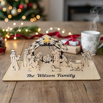 Personalized Nativity Scene Christmas Decoration Wooden Laser Cut