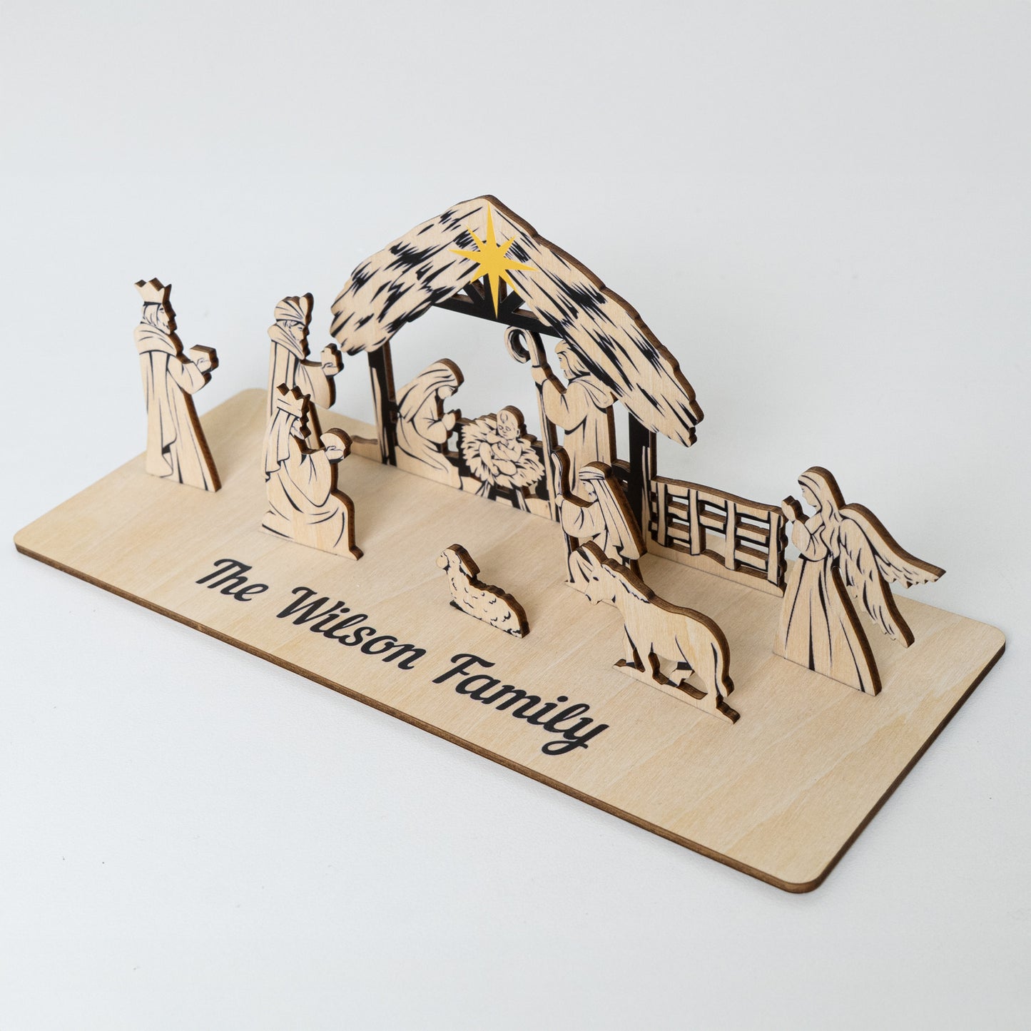 Personalized Nativity Scene Christmas Decoration Wooden Laser Cut