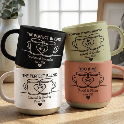 Personalized Anniversary Pottery Mug, Custom The Perfect Blend Couple Mug - Personalized Mug