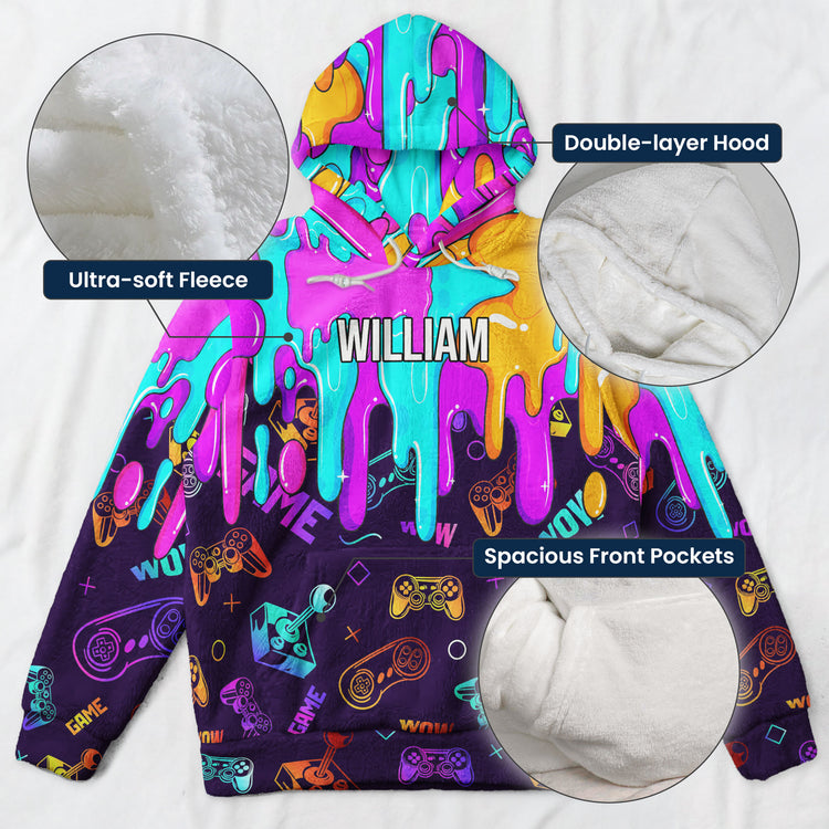 Personalized-Gamer-Custom-Name-Gaming-Neon-Drip-Video-Game,-Boys-Gaming-Gift,-Gamer-Birthday-Gift-Personalized-Hoodie-5