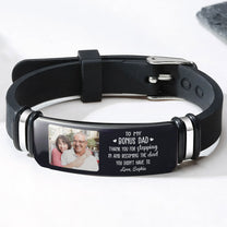 To My Bonus Dad Thank You For Stepping In - Personalized Photo Bracelet