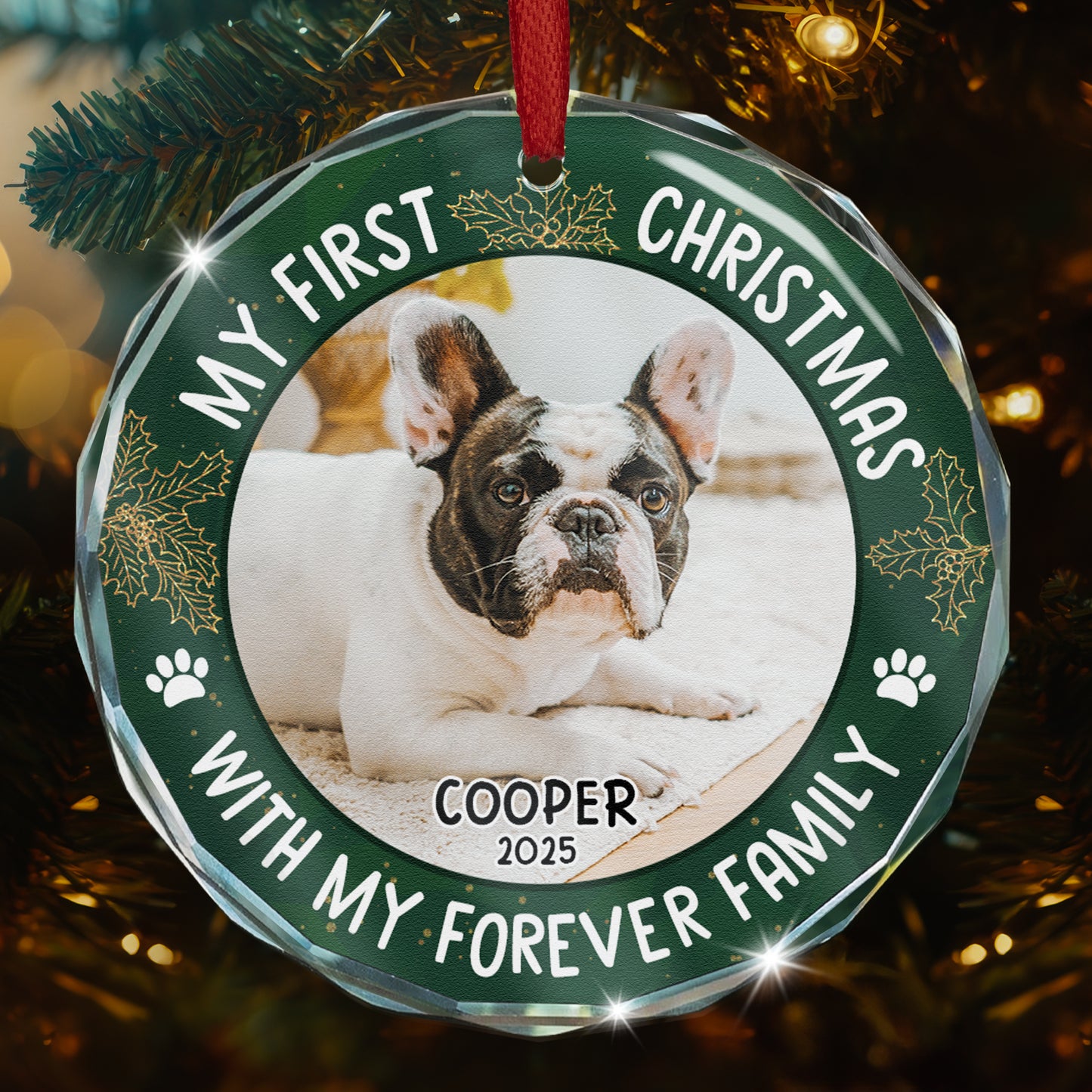 Pet First Christmas - Personalized Glass Photo Ornament