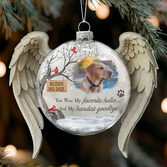 Pet Loss Christmas Ornament Forever In My Heart - Personalized Memorial Glass Photo Ornament