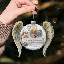 Pet Loss Christmas Ornament Forever In My Heart - Personalized Memorial Glass Photo Ornament