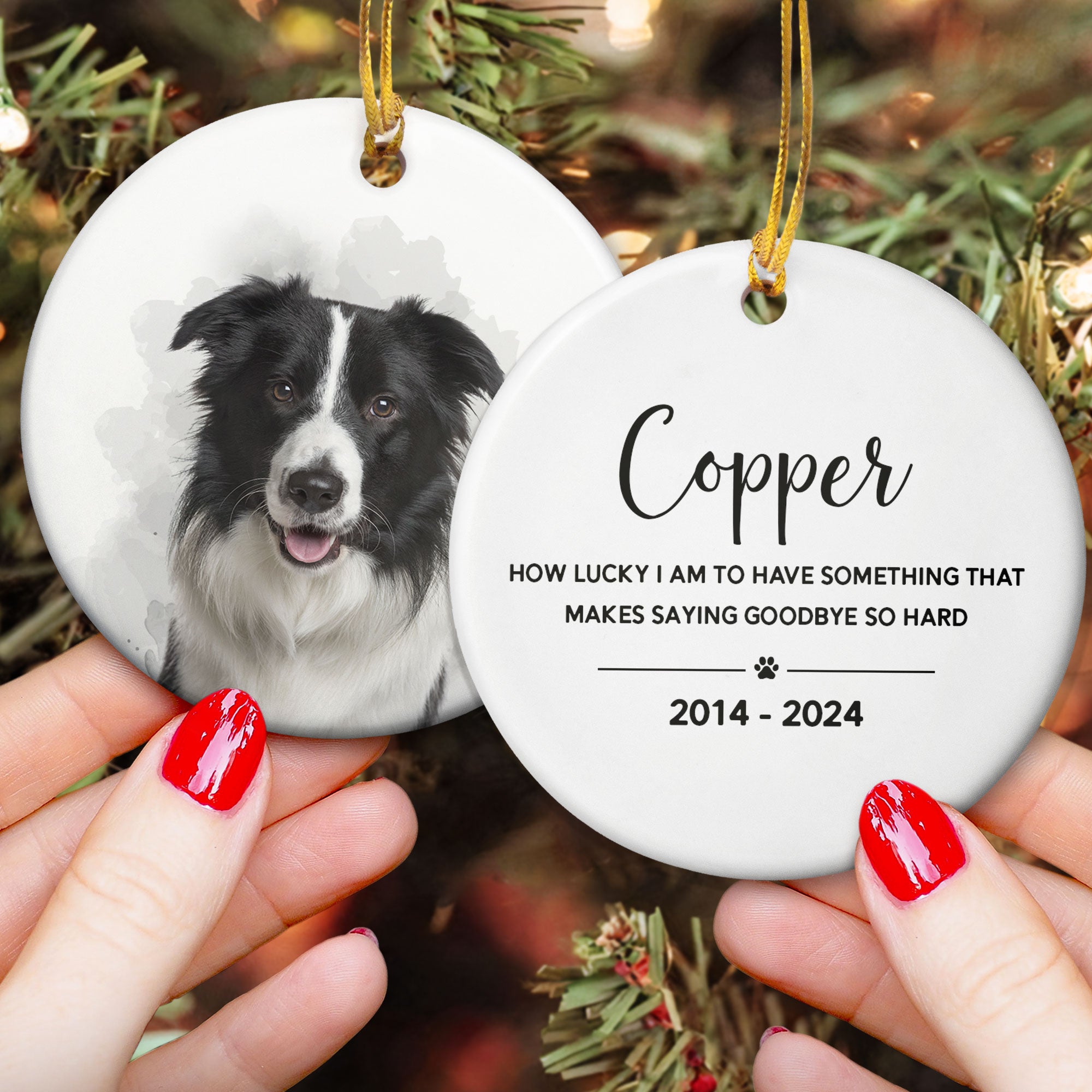 Pet Loss Custom Photo - Personalized Ceramic Photo Ornament